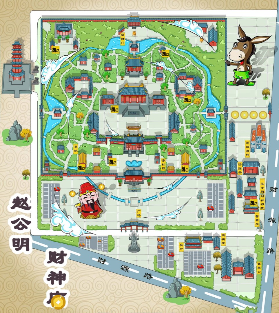陆川寺庙类手绘地图