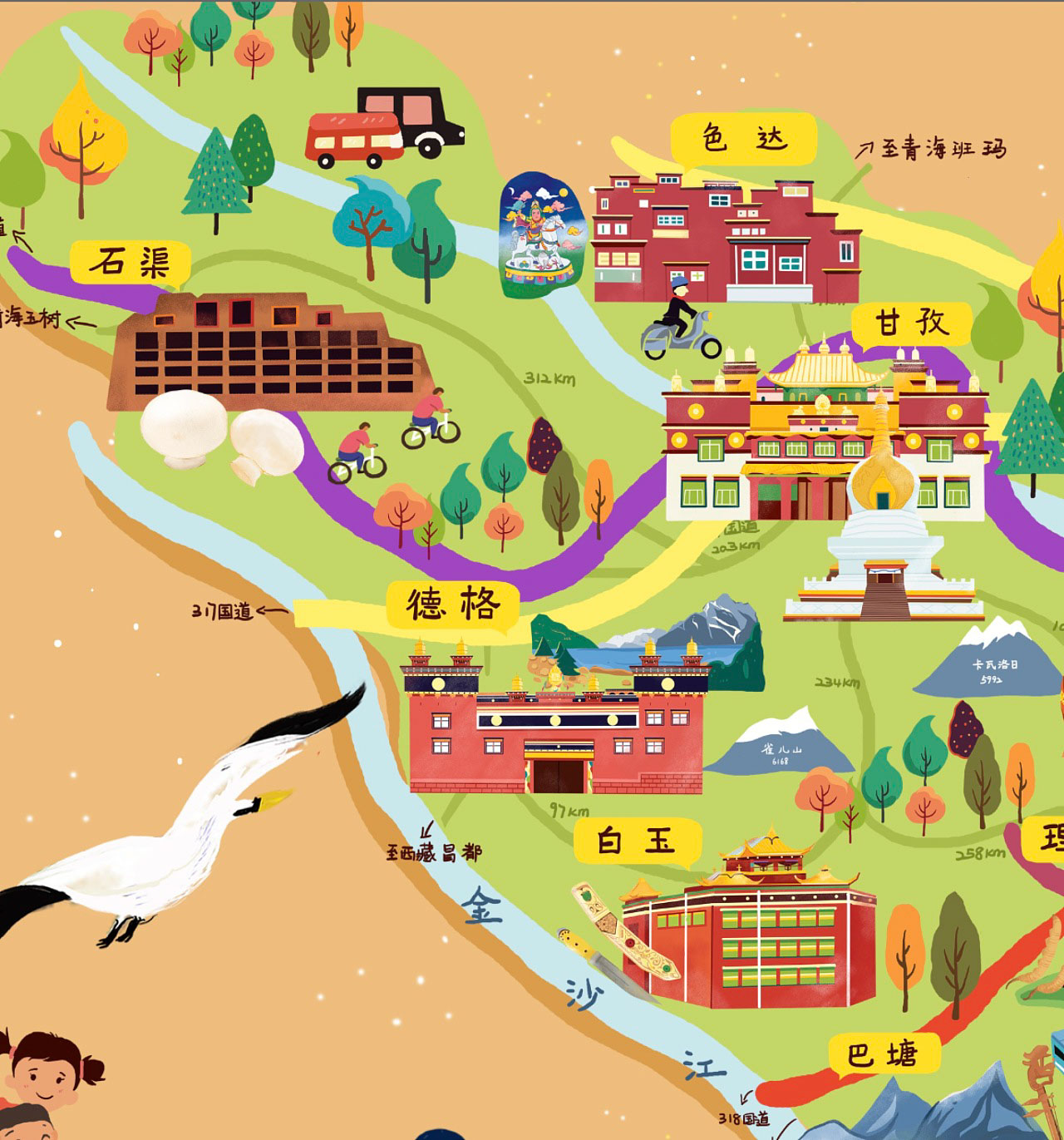 陆川手绘地图景区的文化宝库
